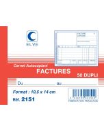 FACTURIER Carnet autocopiant Dupli - 140 x 105 mm ELVE 2151