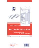 BULLETIN DE SALAIRE : Carnet autocopiant ELVE 2158 - 235 x 140 mm