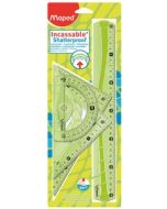 Matériel de géométrie - Règle, équerres et rapporteur MAPED Flex Vert