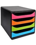 310498D EXACOMPTA : Caisson à 4 tiroirs - Big Box - Noir /Arlequin (classement) exemple