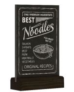 Présentoir de Table - A6/Portrait - Ardoise avec socle en bois Noir : EUROPEL exemple