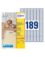 Étiquettes amovibles Blanc - 25,4 x 10 mm AVERY L4731REV-25