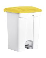 HELIT H2402218 Poubelle à pédale avec couvercle - 70 litres - Blanc/Jaune