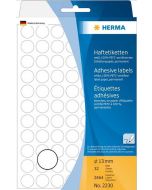 HERMA : Lot de 2464 étiquettes adhésives rondes - 13,0 mm - Blanc