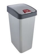 Photo Poubelle avec couvercle - 45 litres - Argent/Gris KEEEPER Magne