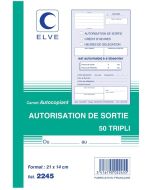 Photo Carnet d'autorisation de sortie autocopiant Tripli - 210 x 140 mm ELVE