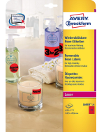 Photo Étiquettes amovibles - Rouge fluorescent - 63,5 x 29,6 mm AVERY L600325 