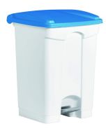 Photo Poubelle à pédale avec couvercle - 45 litres - Blanc/Bleu : HELIT H2402134