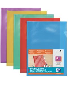 Photo Lot de 10 pochettes à coins A4 -  Couleurs assorties OXFORD 100206719