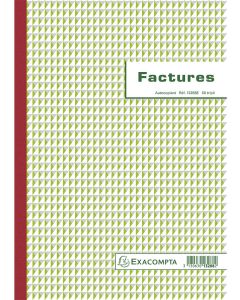 FACTURES sans TVA Carnet autocopiant Tripli A4 Exacompta 13288E