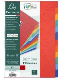 Jeu de 12 Intercalaires A4 en carte lustrée - Assortiment : EXACOMPTA Image
