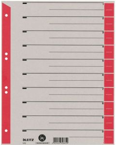 Photo Intercalaires en carton - 240 x 300 mm - 230g/m² - Gris/Rouge : LEITZ Lot de 100 - 1652-00-25