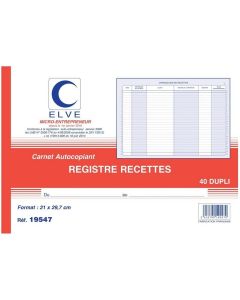 Registre Recettes des Ventes Auto-Entrepreneur Carnet ELVE 19547