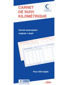Suivi kilométrique des véhicules : Carnet autocopiant dupli ELVE 2094 