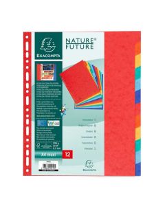 Jeu de 12 Intercalaires A4 maxi en carte lustrée - Assortiment EXACOMPTA 