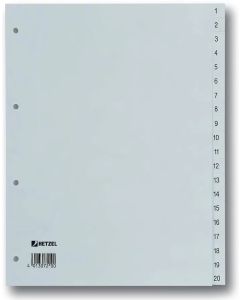 Jeu de 20 Intercalaires à chiffres en plastique - 226 x 297 mm : HETZEL