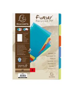 Jeu de 6 Intercalaires A4 en PP recyclé rigide - Assortiment EXACOMPTA