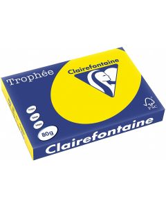 Ramette de papier de 500 feuilles A3 - Jaune fluo : CLAIREFONTAINE Trophée Visuel