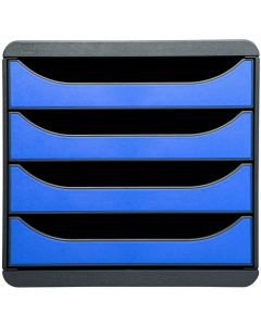 310779D EXACOMPTA : Caisson à 4 tiroirs - Big Box - Gris Noir/Bleu glacé