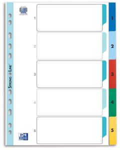 Jeu de 5 Intercalaires à chiffres en plastique A4 OXFORD