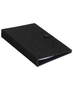 Protège-menus A5 en lin - Noir - 6 inserts : EUROPEL image