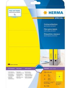 Etiquettes pour dos de classeur - 61 x 192 mm - Jaune : HERMA 5096