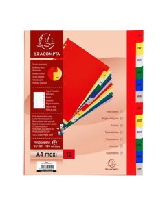 Jeu de 12 Intercalaires mensuels PP - Janvier à décembre - 245 x 297 mm EXACOMPTA