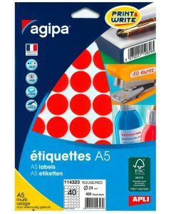 Pastilles adhésives 24 mm - Rouge : AGIPA Lot de 400 Visuel