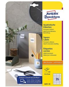 Étiquettes pour QR Code - Blanc - 35 x 35 mm : AVERY Lot de 350