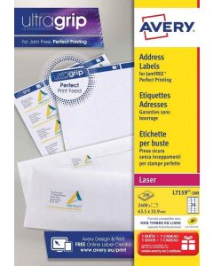 Étiquettes Adresses blanches - 63,5 x 33,9 mm : AVERY L7159 Lot de 2400 Image