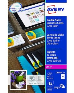 Cartes de Visite blanches - 270 g - 85 x 54 mm : AVERY Quick et Clean Premium Lot de 100 Image