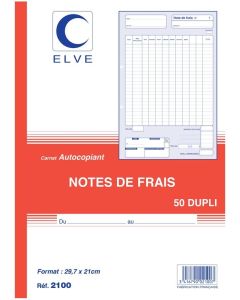 Note de frais Carnet autocopiant Dupli Manifold Elve 2100