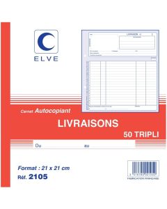 Bon de Livraison : Carnet autocopiant Dupli Elve 2105