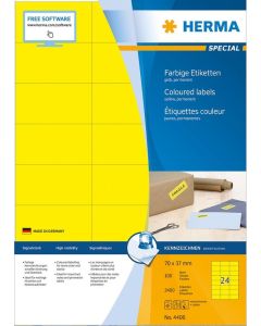 4406 HERMA : Étiquettes adhésives - Multi-usages - 70,0 x 37,0 mm - Jaune