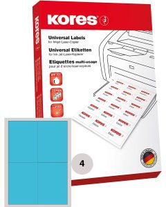 Lot de 400 étiquettes adhésives - Bleu - 105 x 148 mm : KORES Visuel