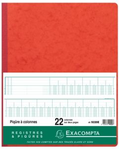 Registre 22 colonnes sur 2 pages EXACOMPTA 9220E