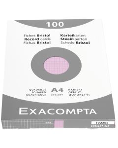 Photo Fiches Bristol quadrillées - 210 x 297 mm - Rose EXACOMPTA Image