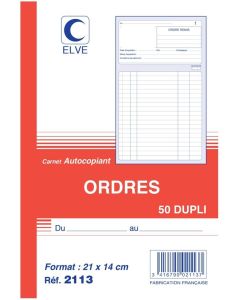 CARNET D'ORDRES : Carnet autocopiant Dupli - 210 x 140 mm Elve 2113