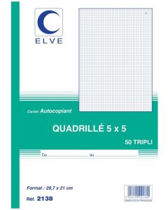 QUADRILLE Carnet autocopiant Tripli A4  Elve 2138