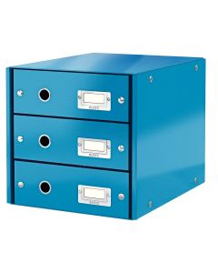 Photo Boite de classement WOW - 3 tiroirs - Bleu LEITZ Click et Store 6048-00-36