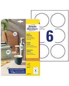 Photo Étiquettes adhésives permanentes - Diamètre 80 mm - Blanc AVERY