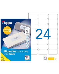 Étiquettes adhésives 63,5 x 33,9 mm - Blanc  AGIPA 101309