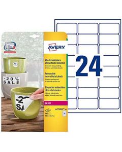 Photo Étiquette ultra résistante amovible 63,5 x 33,9 mm AVERY L4773REV-20 