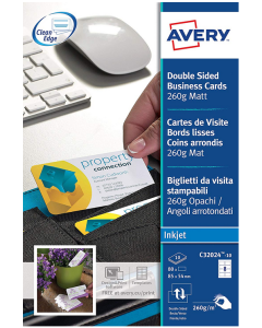 Carte de visite blanche - 260 g - 85 x 54 mm AVERY C32015-25