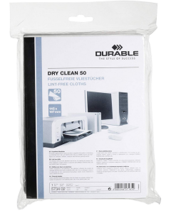 Photo DURABLE 5734-02 : Lot de 50 lingettes  de nettoyage - DRY CLEAN