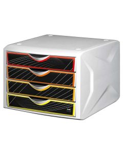 Bloc de rangement - 4 tiroirs : HELIT Caméléon Blanc Priority