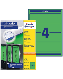 Photo Etiquettes Dos de classeur - 61 x 192 mm - Vert AVERY Lot de 400