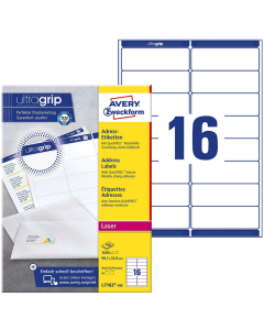 Photo Étiquettes adresses - 99,1 x 33,9 mm Lot de 1600 AVERY L7162-100.FR