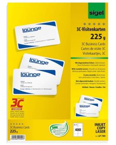 SIGEL : Lot de 400 cartes de visite 3C extra blanches LP799