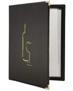 Photo Carte des vins A4 - Imitation cuir - Noir : SECURIT Classic